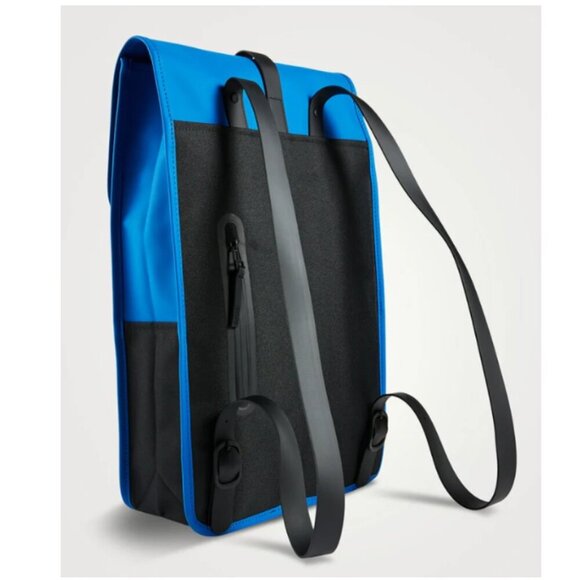 RAINS Small Backpack Blue Laptop Sleeve Commuter Vegan Flap Water Repellant - Picture 12 of 12